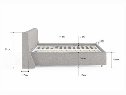 Кровать Сонум Barcelona Рогожка Деним (с подъемным механизмом) 80х190